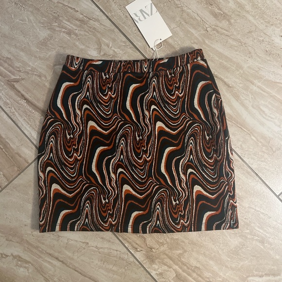 Zara Knit Jacquard Marble Print Mini Skirt - Picture 6 of 7